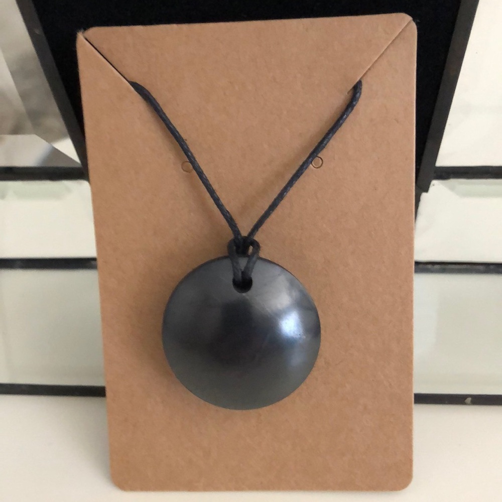 Handmade Black Shungite Circle Pendant